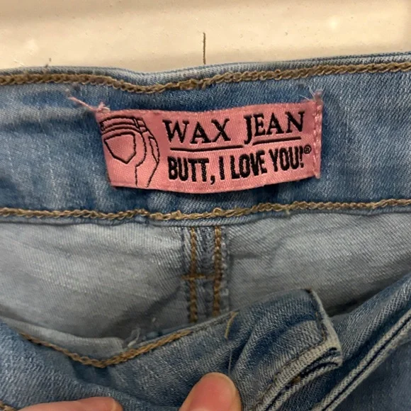 🍑Wax Jean Butt, I Love You Ripped Distressed Skinny Blue Jeans 13 Junior’s - Picture 3 of 12